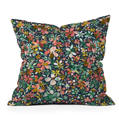 Ninola Design Colorful Flower Petals Coral Outdoor Throw Pillow