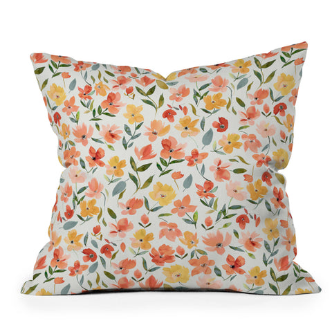 Ninola Design Countryside Fresh Flowers Outdoor Throw Pillow