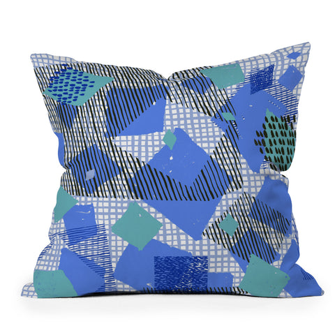 Ninola Design Geometric patches blue Outdoor Throw Pillow