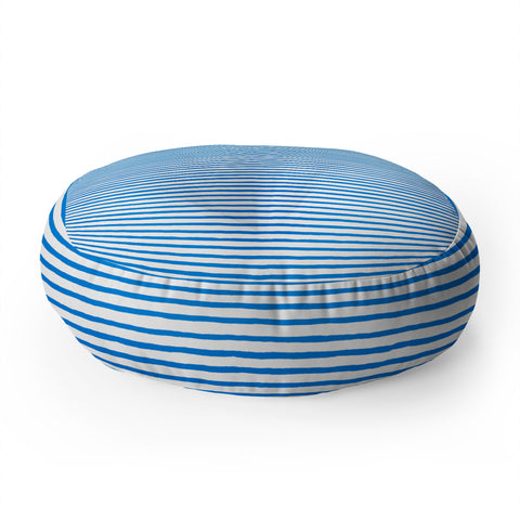 Ninola Design Marker stripes blue Floor Pillow Round