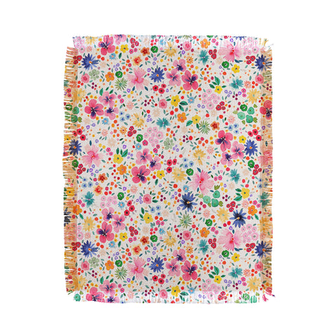 Ninola Design Millefleurs Cute Flowers Throw Blanket