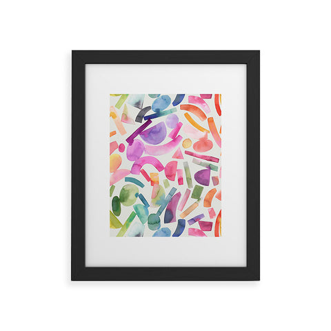 Ninola Design Modern Geometric Shapes Color Framed Art Print