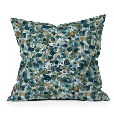 Ninola Design Moss Forest Blue Gold Throw Pillow