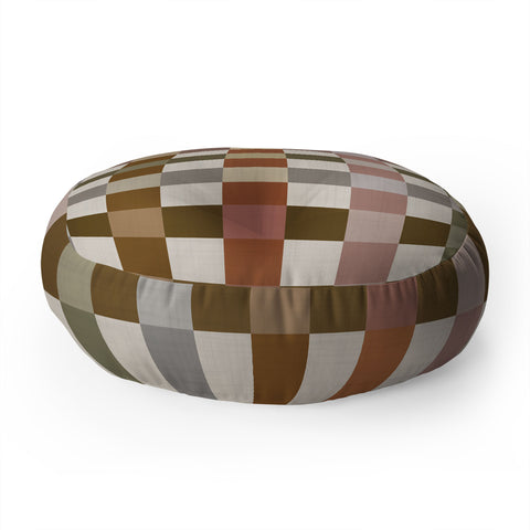 Ninola Design Multicolored Checker Natural Floor Pillow Round