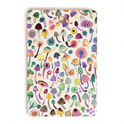 Ninola Design Mushrooms Nature Forest Colorful Cutting Board Rectangle