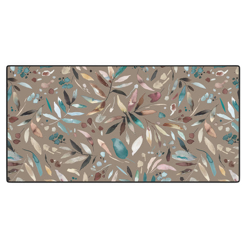 Ninola Design Nature Botanical Leaves Fall Brown Desk Mat