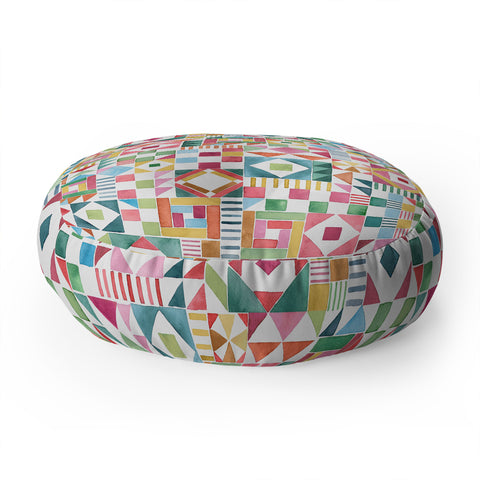 Ninola Design Patchwork Checker Joy of together Floor Pillow Round