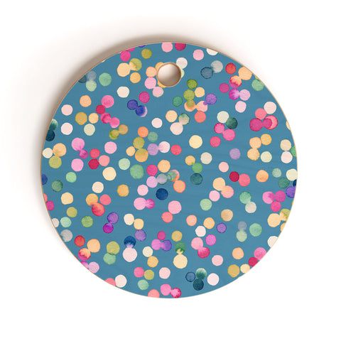 Ninola Design Polka Dots Happy Blue Cutting Board Round