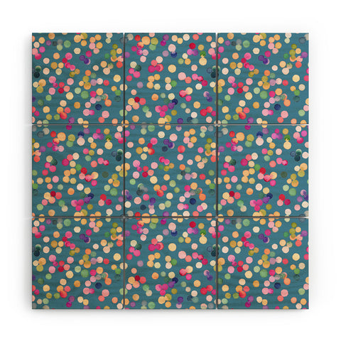 Ninola Design Polka Dots Happy Blue Wood Wall Mural