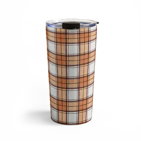 Ninola Design Rustic Geometric Checks Rust Travel Mug