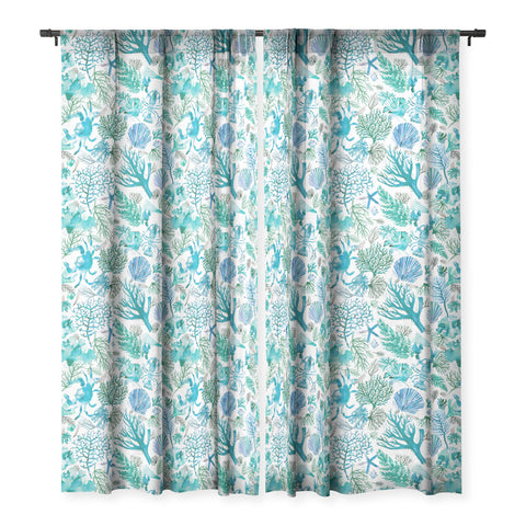 Ninola Design Sea Ocean Corals Reef Sheer Window Curtain