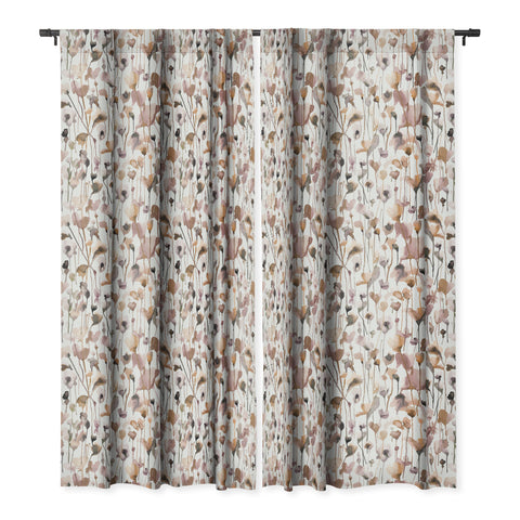 Ninola Design Wild Flowers Fall Neutral Blackout Window Curtain