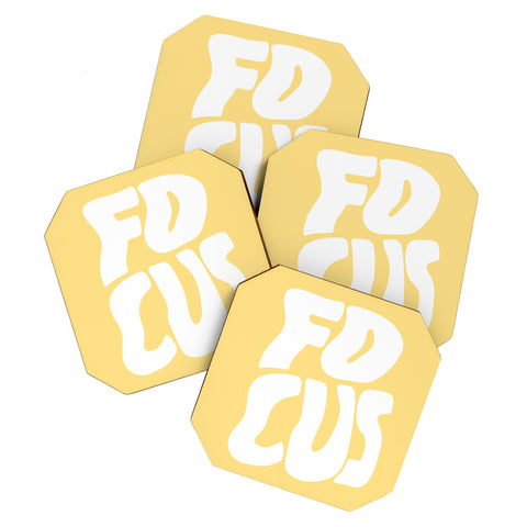 Phirst Focus yellow and white Coaster Set