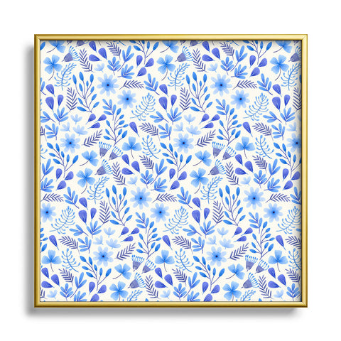 Pimlada Phuapradit Blue and White Floral 062401 Square Metal Framed Art Print