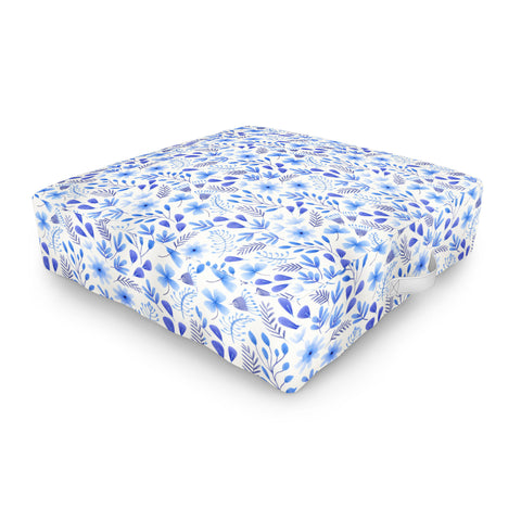 Pimlada Phuapradit Blue and White Floral 062401 Outdoor Floor Cushion