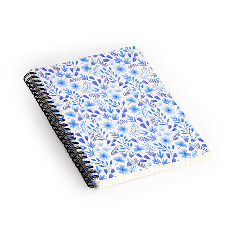 Pimlada Phuapradit Blue and White Floral 062401 Spiral Notebook