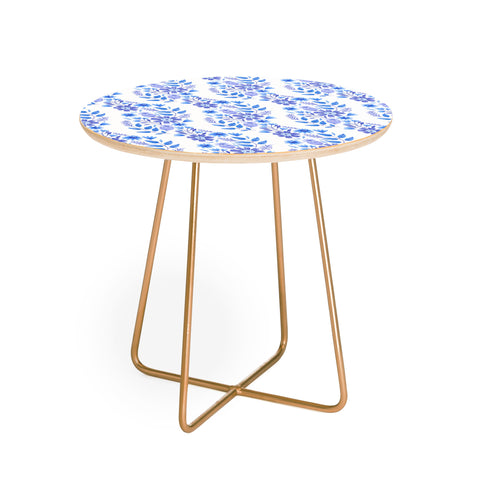 Pimlada Phuapradit Blue and White Floral 062402 Round Side Table