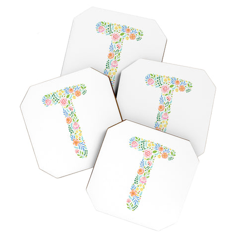 Pimlada Phuapradit Floral Alphabet T Coaster Set