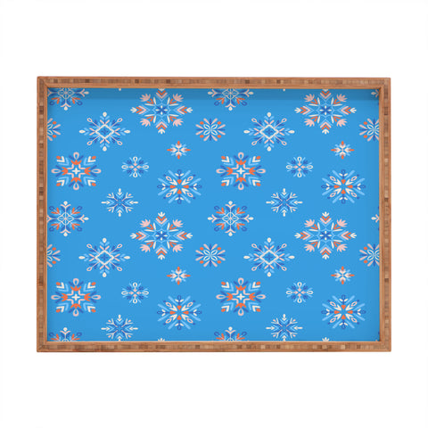 Pimlada Phuapradit Snowflakes Blue Rectangular Tray