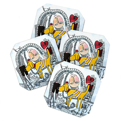 Robin Faye Gates Hug Your Dog Coaster Set