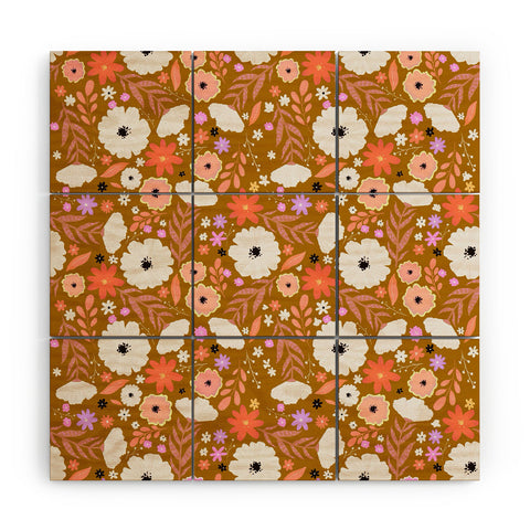 RosebudStudio Autumn flower fields Wood Wall Mural