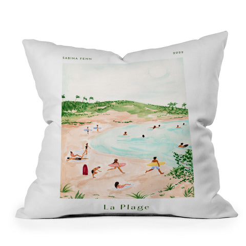 Sabina Fenn Illustration Beach Day Poster Print Outdoor Throw Pillow