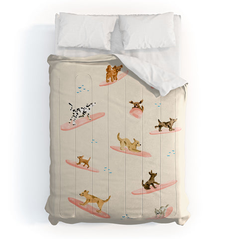 Sabina Fenn Illustration Dogs Surfing Comforter