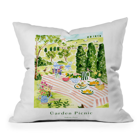 Sabina Fenn Illustration Garden Picnic Outdoor Throw Pillow