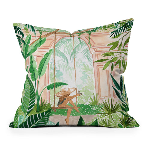 Sabina Fenn Illustration Jungle Swing Outdoor Throw Pillow