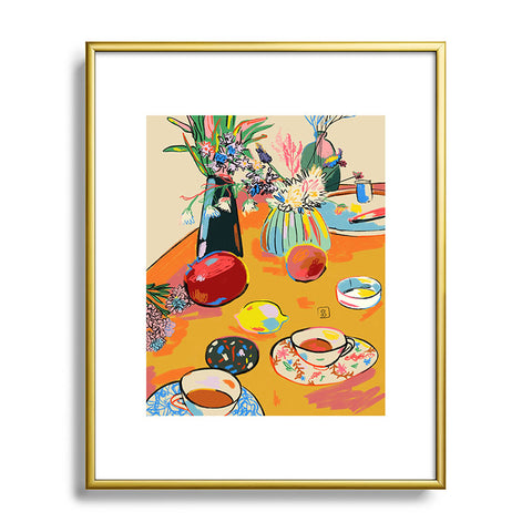 sandrapoliakov TEA AND FLOWERS AT HOME Metal Framed Art Print