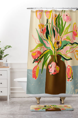 sandrapoliakov TULIPS I Shower Curtain And Mat