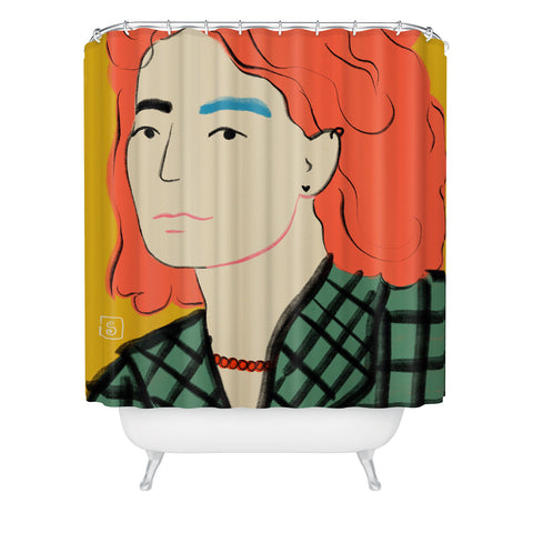 sandrapoliakov WOOL COAT GIRL Shower Curtain