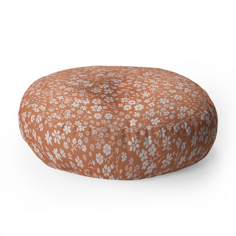 Schatzi Brown Agatha Floral Peach Floor Pillow Round