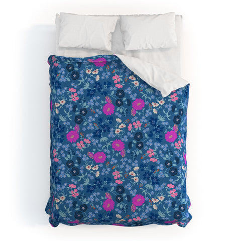 Schatzi Brown Audrey Floral Blue Duvet Cover