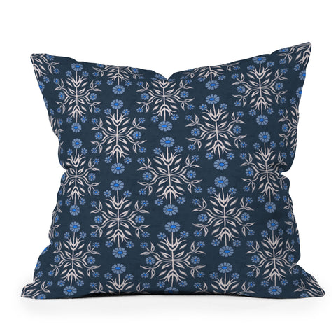 Schatzi Brown Belinna Floral Blue Outdoor Throw Pillow