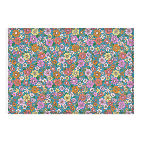 Schatzi Brown Betty Floral Turquoise Outdoor Rug