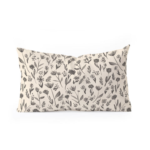 Schatzi Brown Fiola Floral Ivory Gray Oblong Throw Pillow