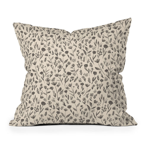 Schatzi Brown Fiola Floral Ivory Gray Throw Pillow
