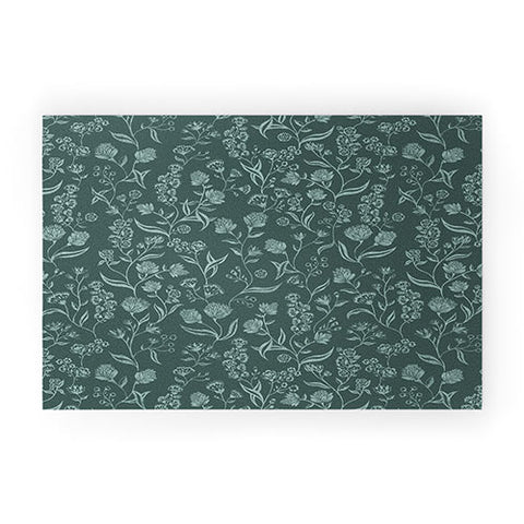 Schatzi Brown Ingrid Floral Green Welcome Mat