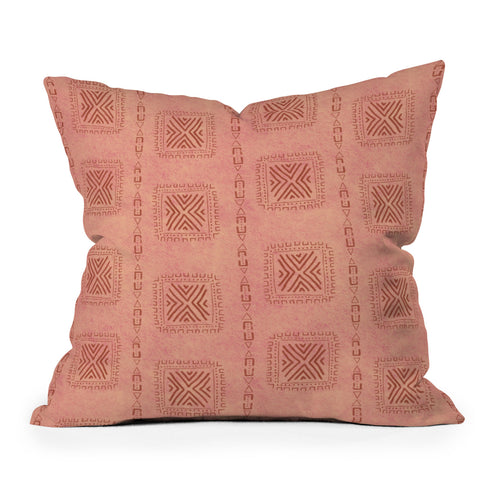 Schatzi Brown Mudcloth 3 Terracotta Outdoor Throw Pillow