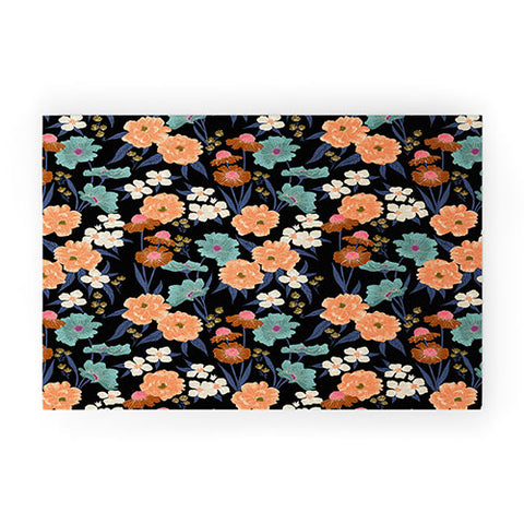 Schatzi Brown Whitney Floral Black Welcome Mat