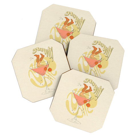 shanasart Tipsy Cowgirl Tan Coaster Set