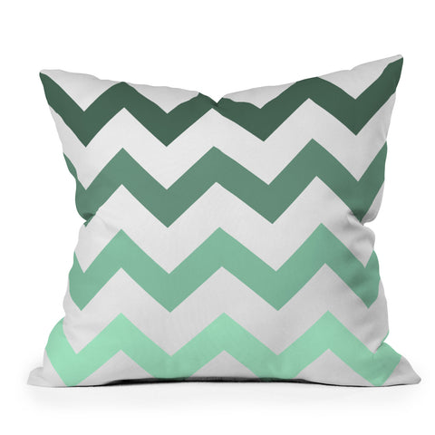 Shannon Clark Mint Chevron Stripes Outdoor Throw Pillow