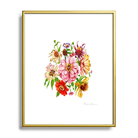 Shealeen Louise Zinnia Wildflower Floral Paint Metal Framed Art Print
