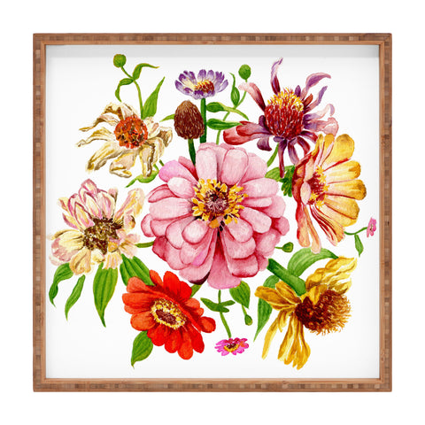 Shealeen Louise Zinnia Wildflower Floral Paint Square Tray
