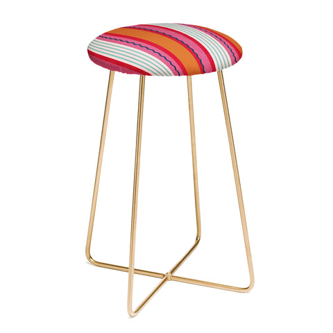 Showmemars Bold Color Play Pink And Orange Counter Stool