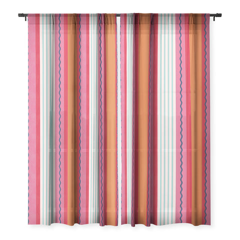 Showmemars Bold Color Play Pink And Orange Sheer Window Curtain