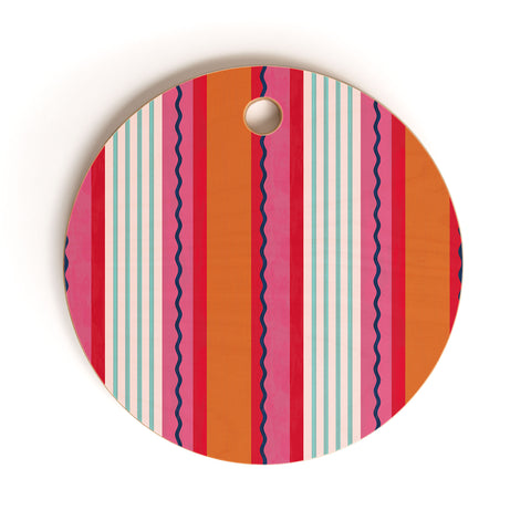 Showmemars Bold Color Play Pink And Orange Cutting Board Round