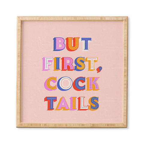 Showmemars But First Cocktails Typography Framed Wall Art
