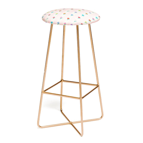 Showmemars Cheery Tulips on Pink and Cream Bar Stool